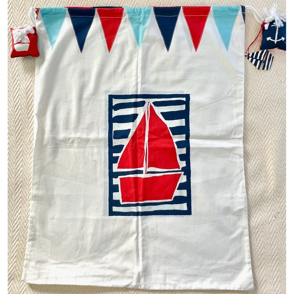 Vintage New w/ Tags Laura Ashley Sailboat Drawstring Laundry Bag Made in UK